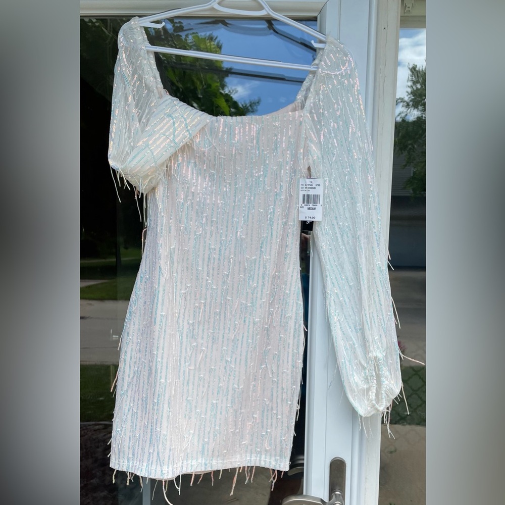 Speechless White Iridescent Mini Dress NWT